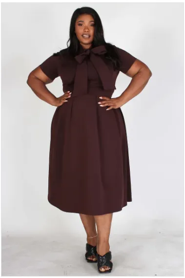 Short Sleeve Bow Tie Dress