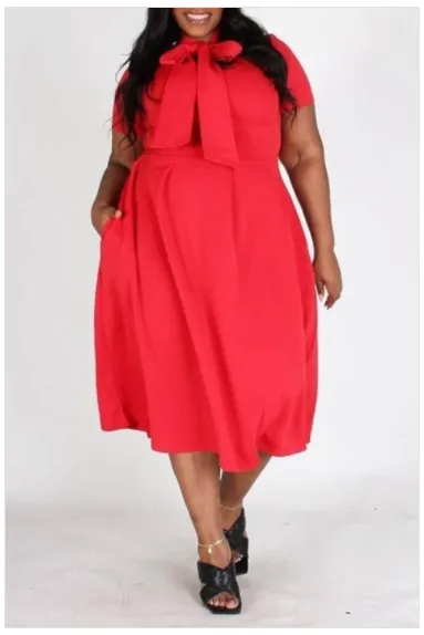 Short Sleeve Bow Tie Dress