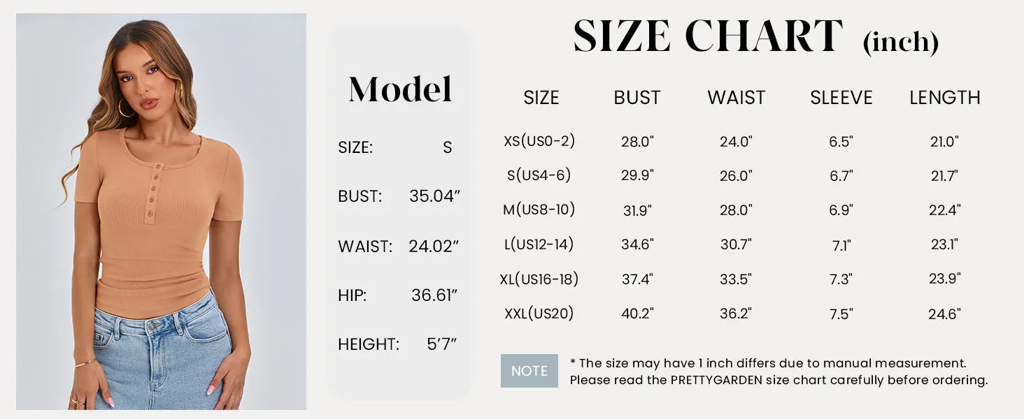 Short Sleeve Ribbed Knit Henley Button Up Slim Fit Basic Casual T-shirts