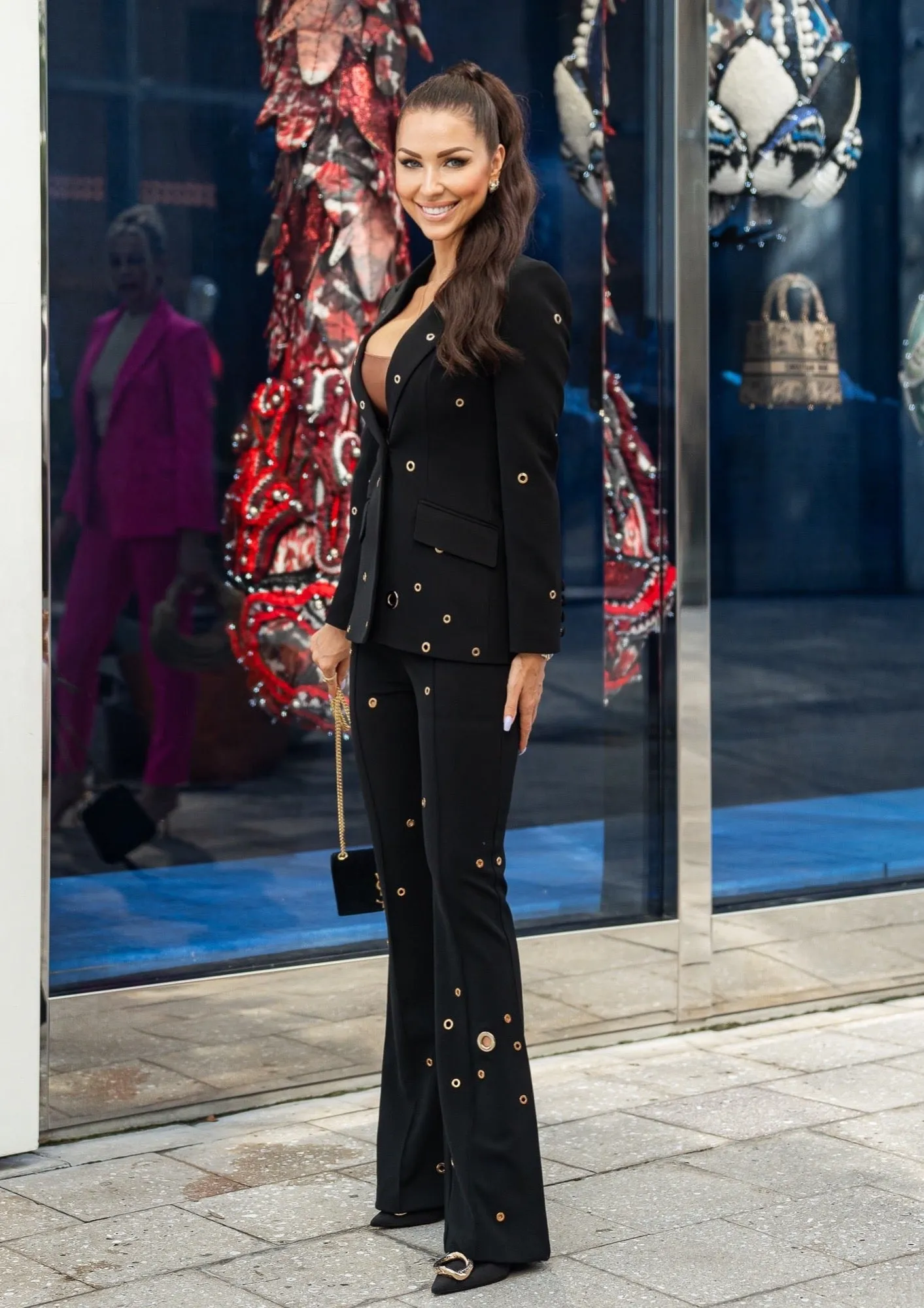 Single Breasted Blazer & Pants Suit Set - Royal Black