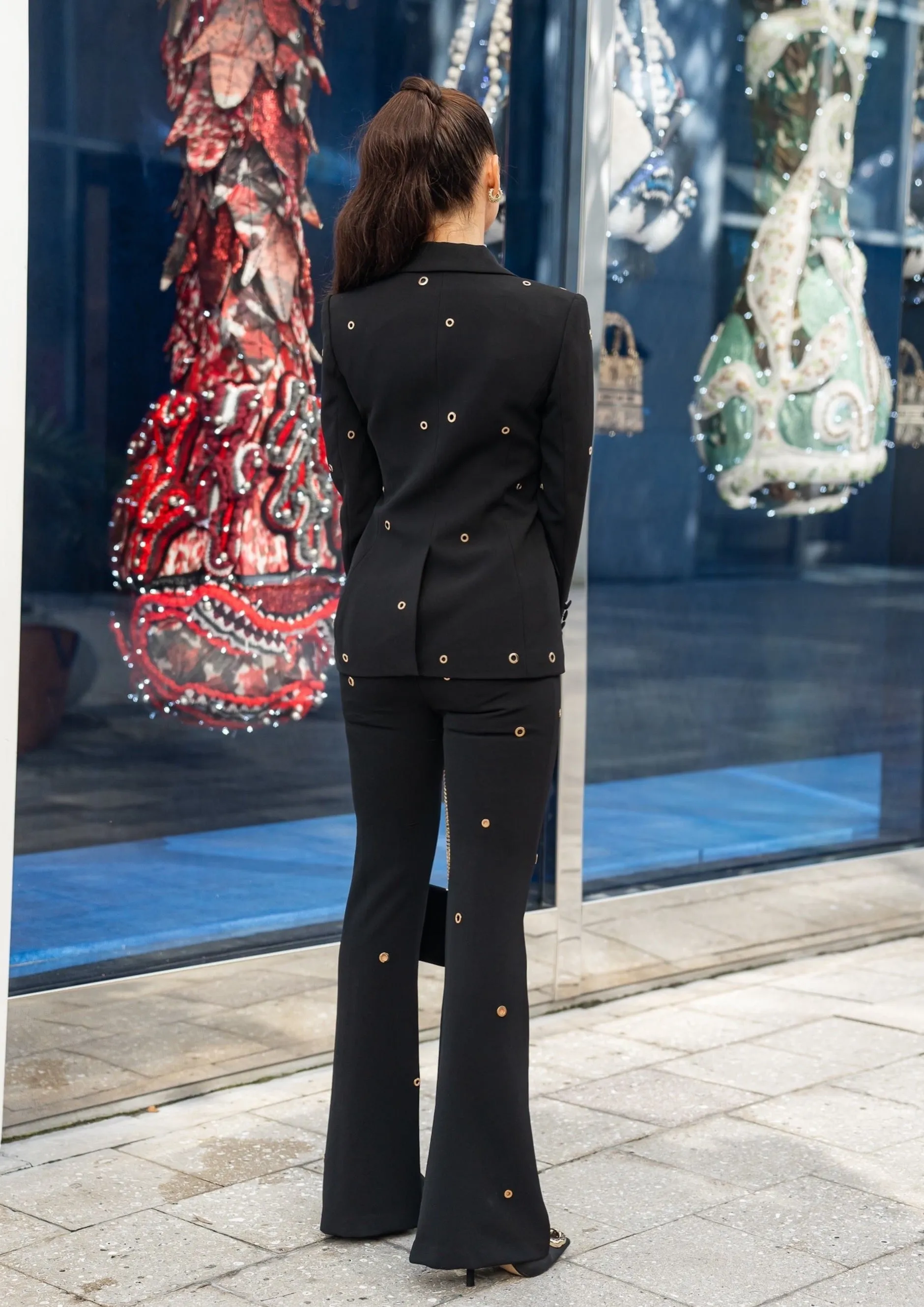 Single Breasted Blazer & Pants Suit Set - Royal Black