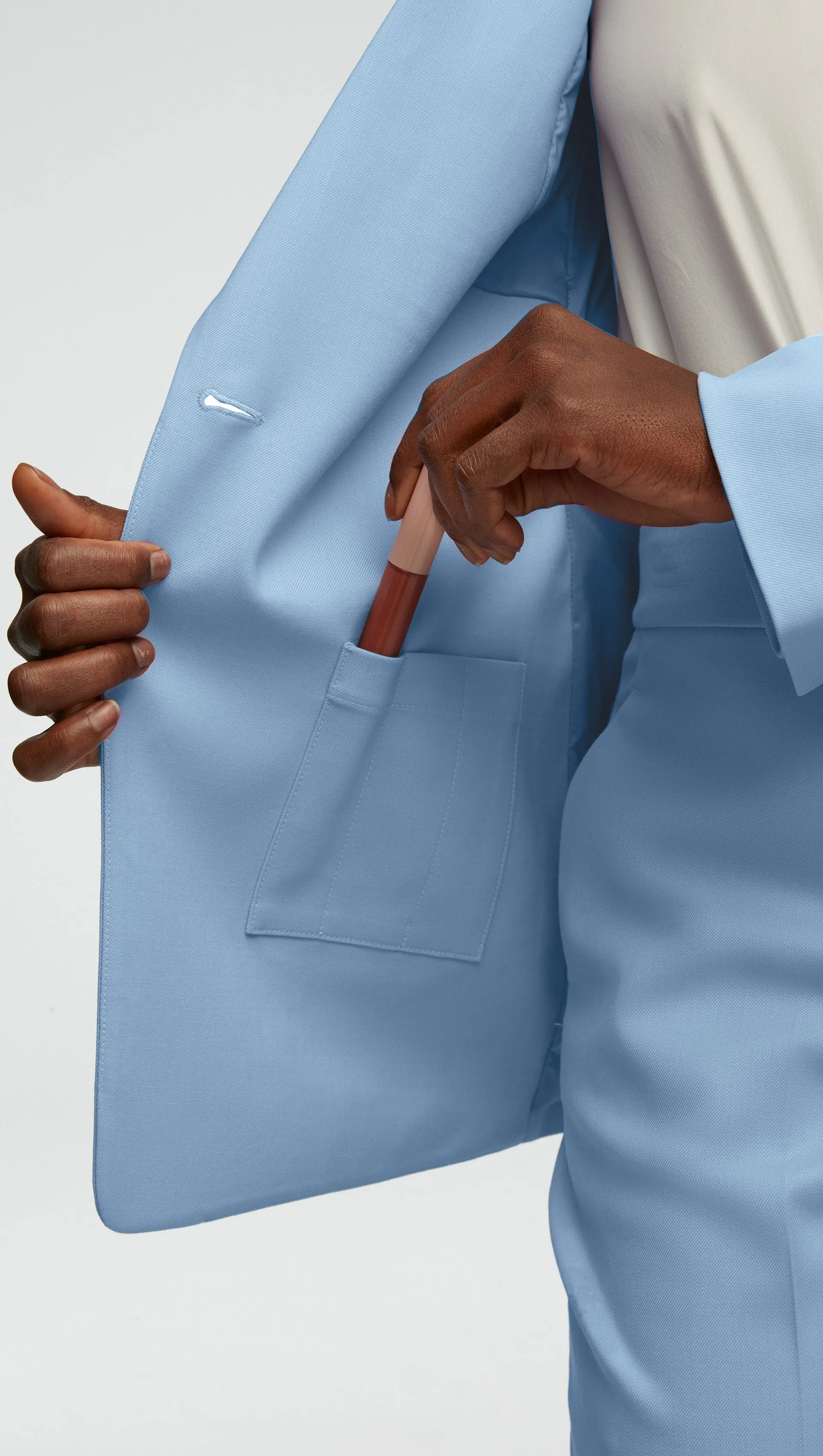 Single Button Blazer in Seasonless Wool | Sky