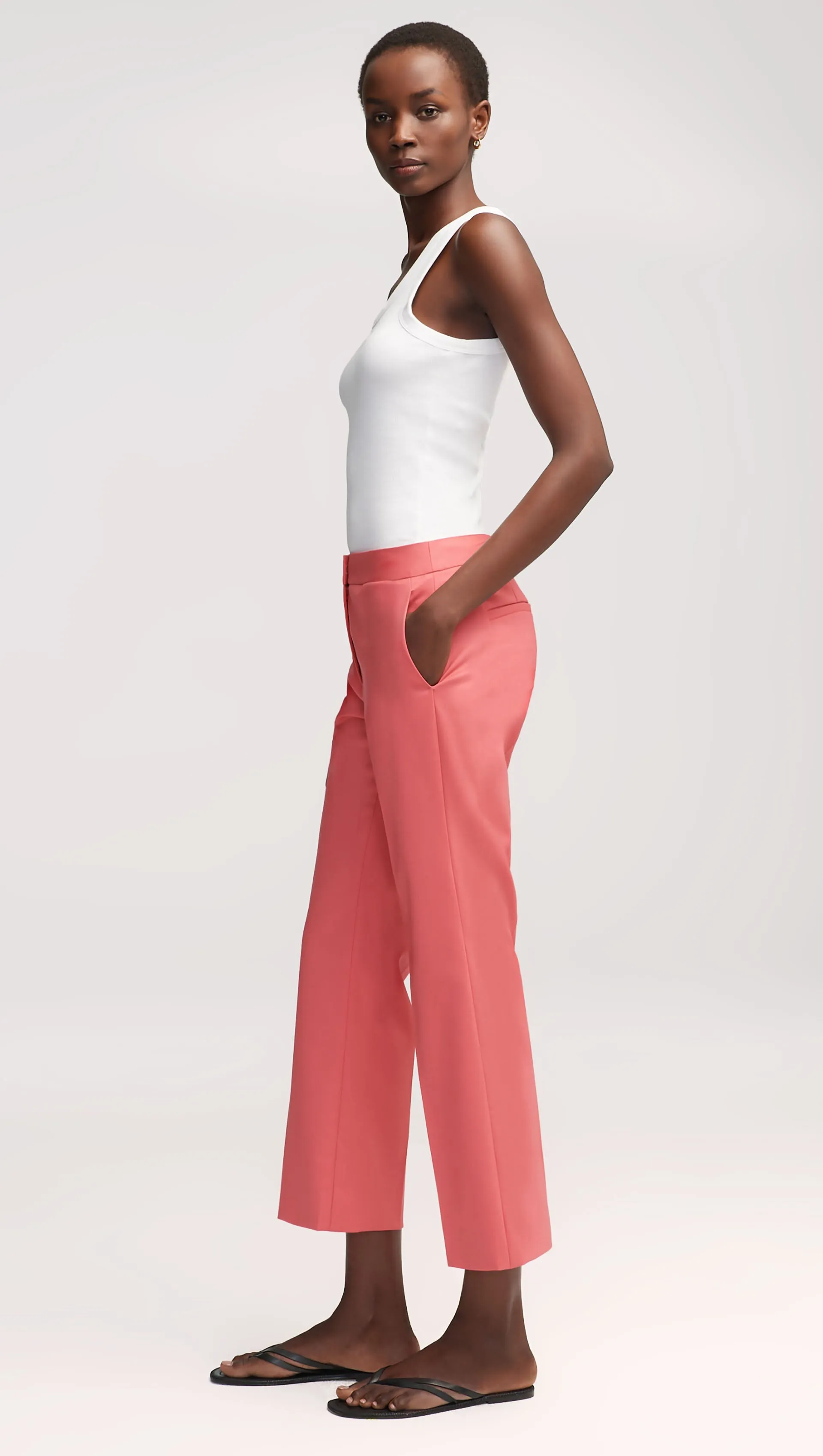 Slim Kick Flare Trouser in Seasonless Wool | Salmon