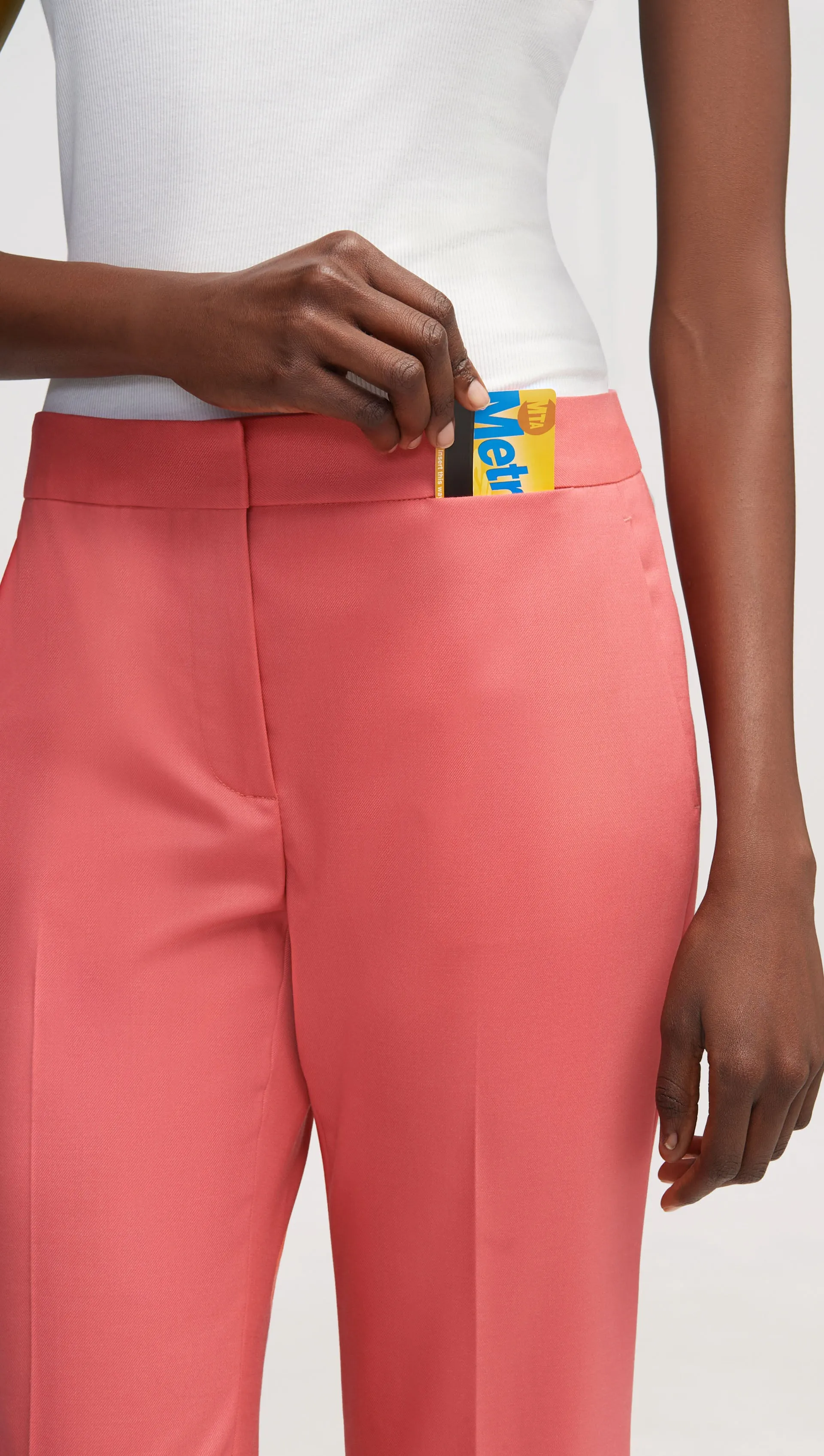 Slim Kick Flare Trouser in Seasonless Wool | Salmon
