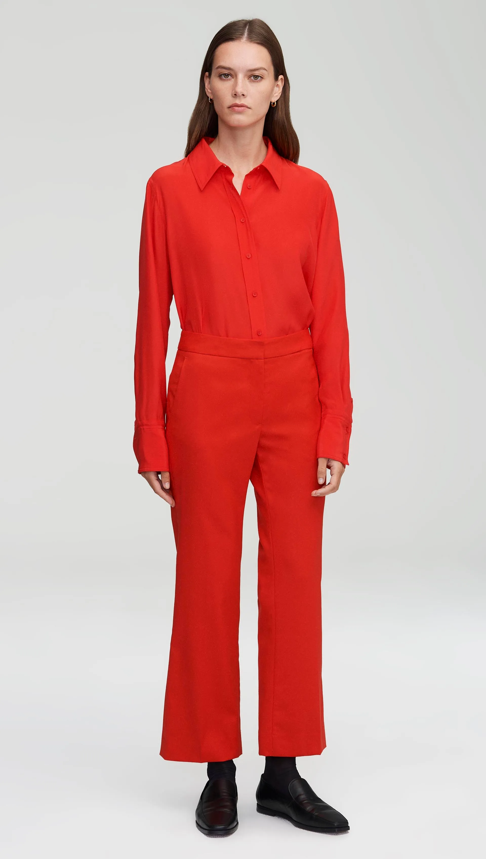 Slim Kick Flare Trouser in Seasonless Wool | Scarlet