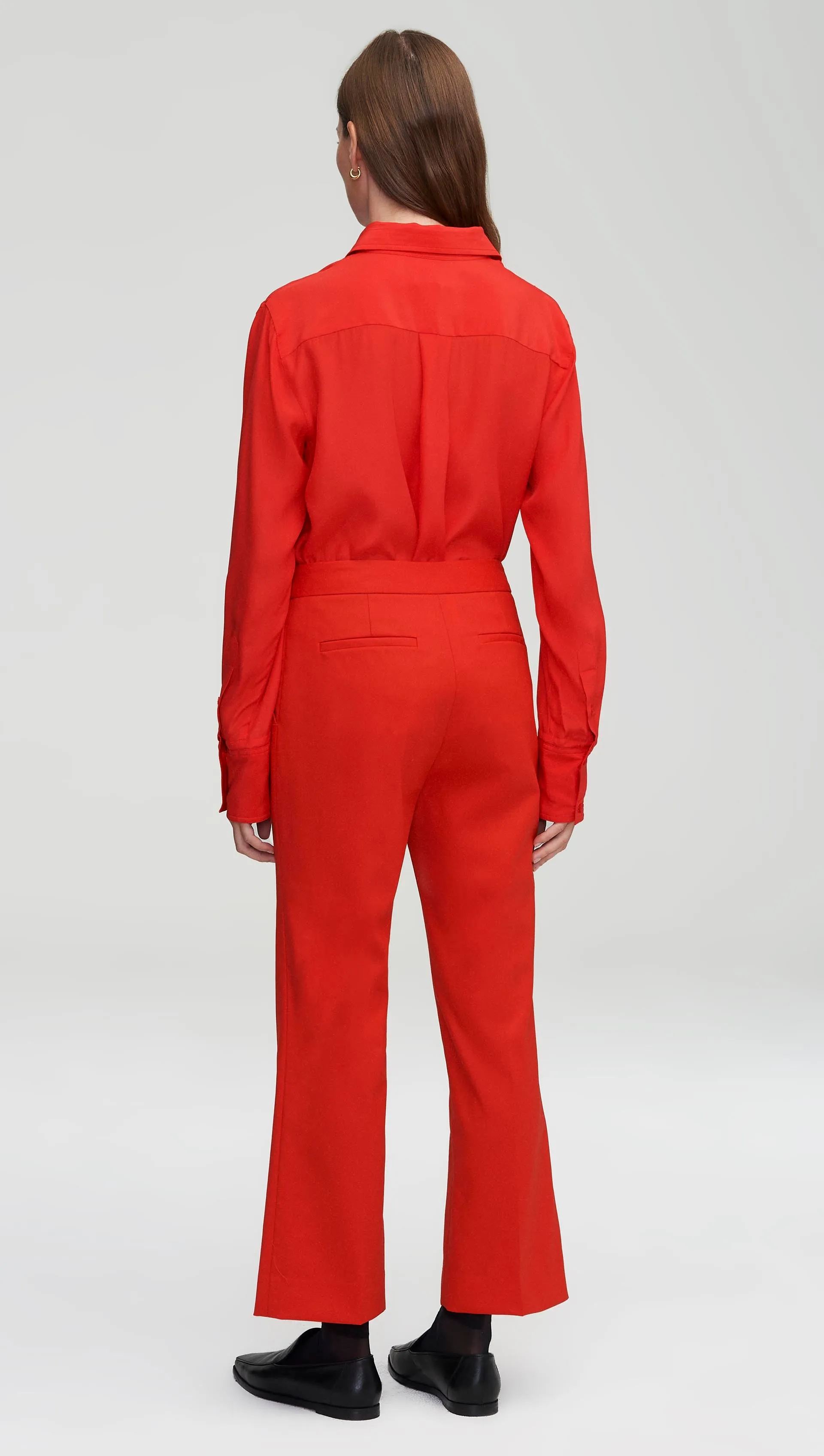 Slim Kick Flare Trouser in Seasonless Wool | Scarlet