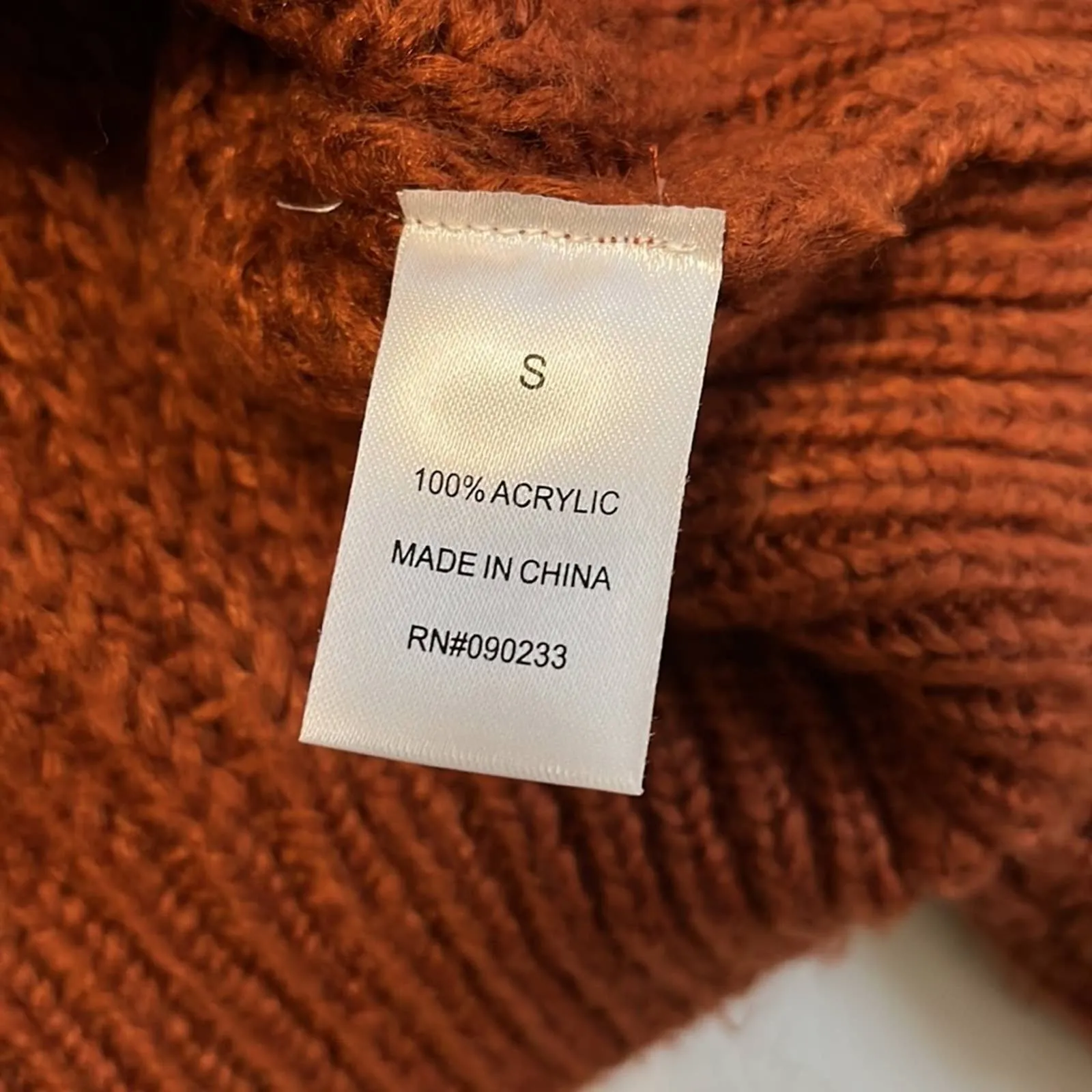 Small Kendall & Kylie Burnt Orange Distressed Crop Sweater