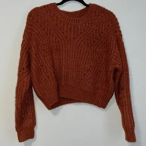 Small Kendall & Kylie Burnt Orange Distressed Crop Sweater