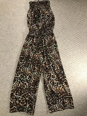 SMOCKED JUMPSUIT LEOPARD