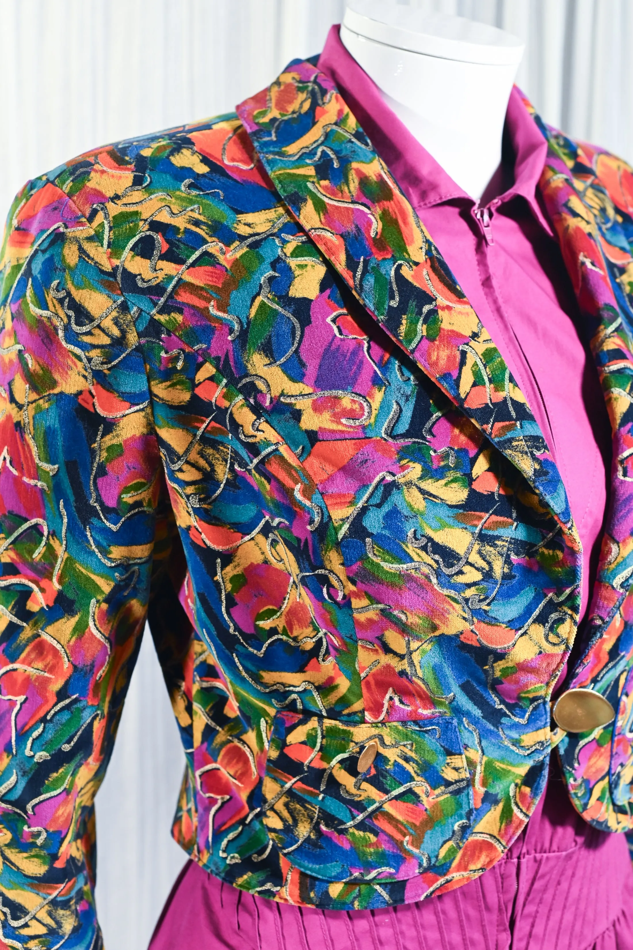 SOLD Platinum Vintage Cropped Fitted Velvet Jacket P/S