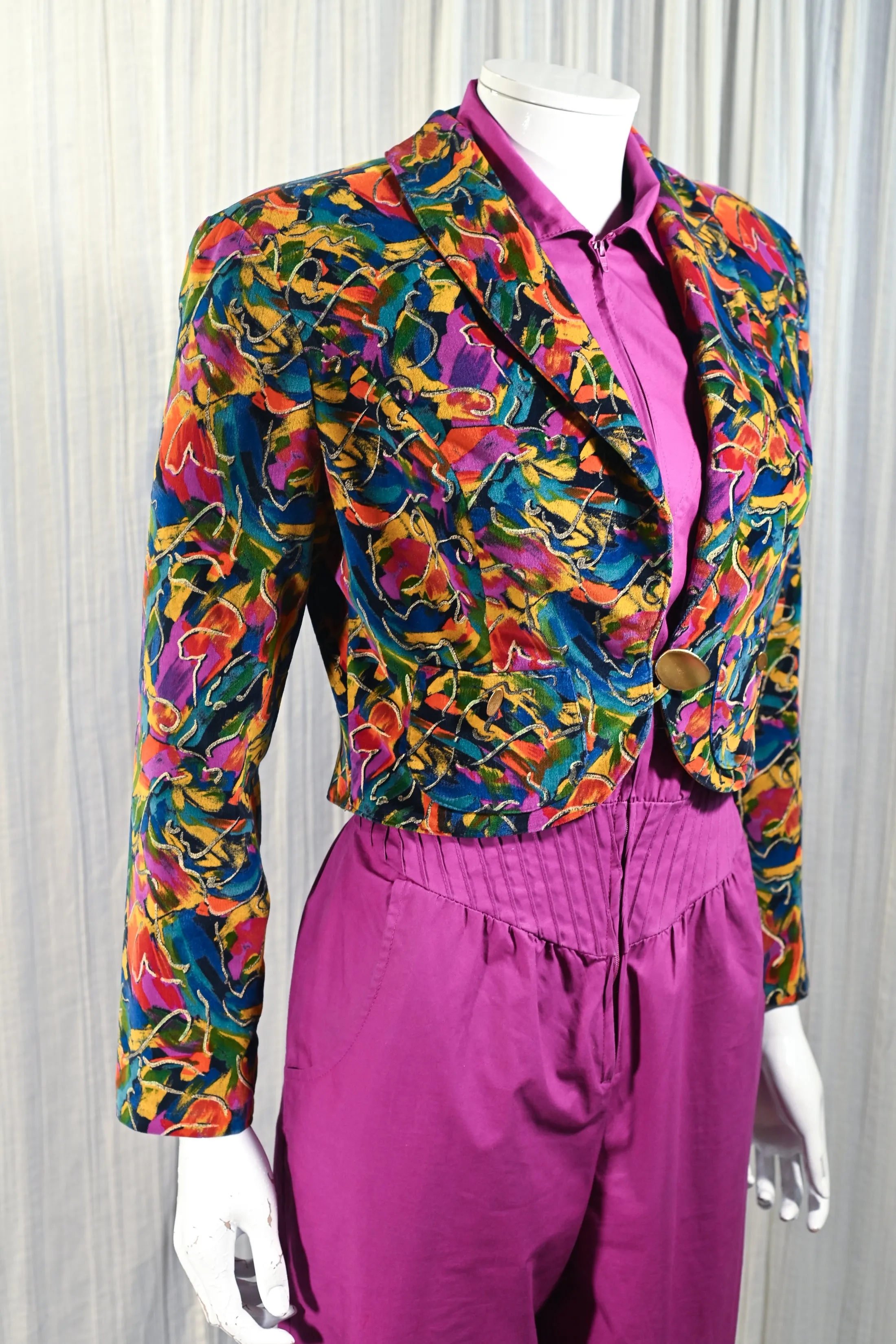 SOLD Platinum Vintage Cropped Fitted Velvet Jacket P/S