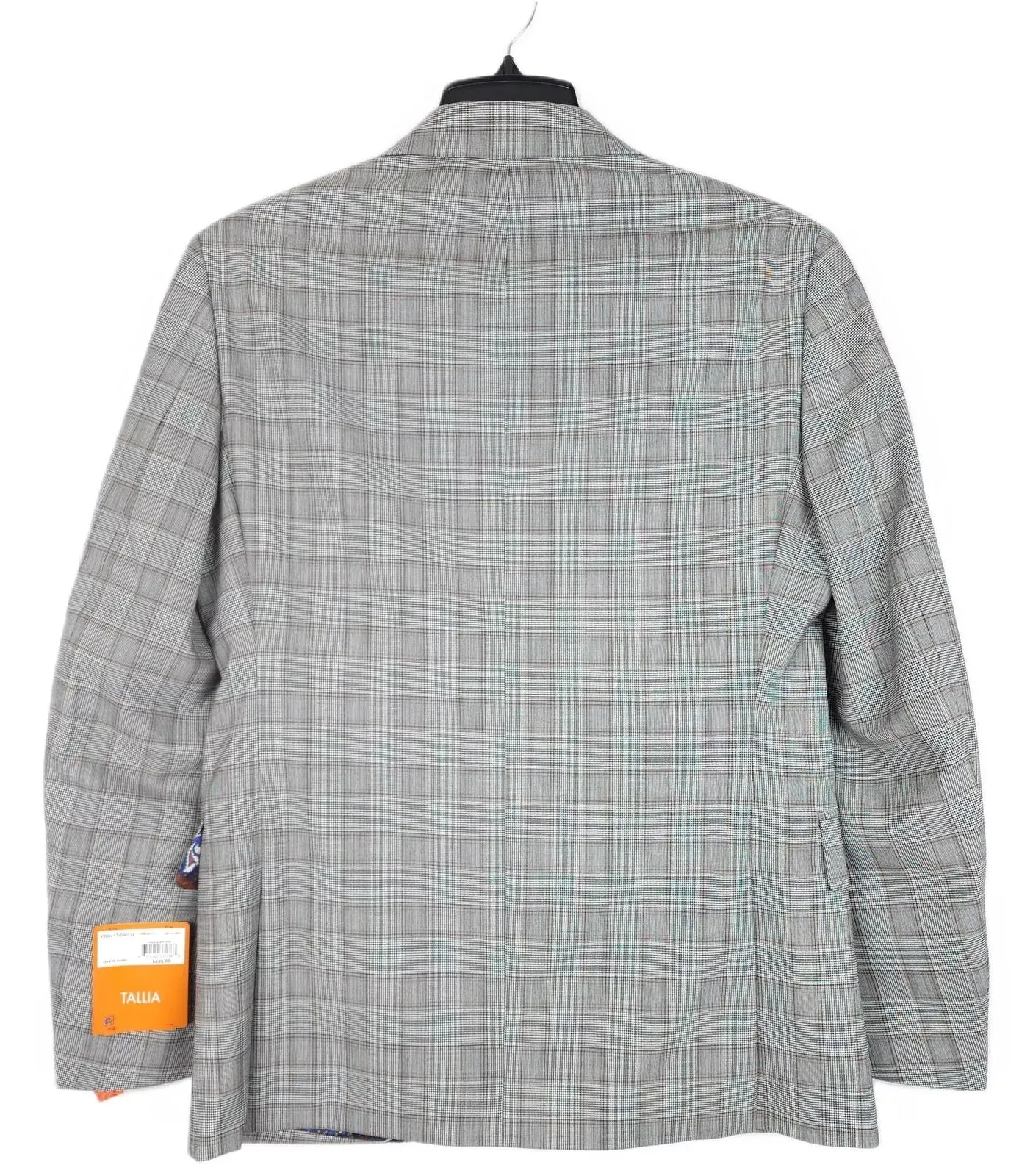 Tallia Men's Slim Fit Wool Sport Coat Blazer Grey Brown  Plaid 36S