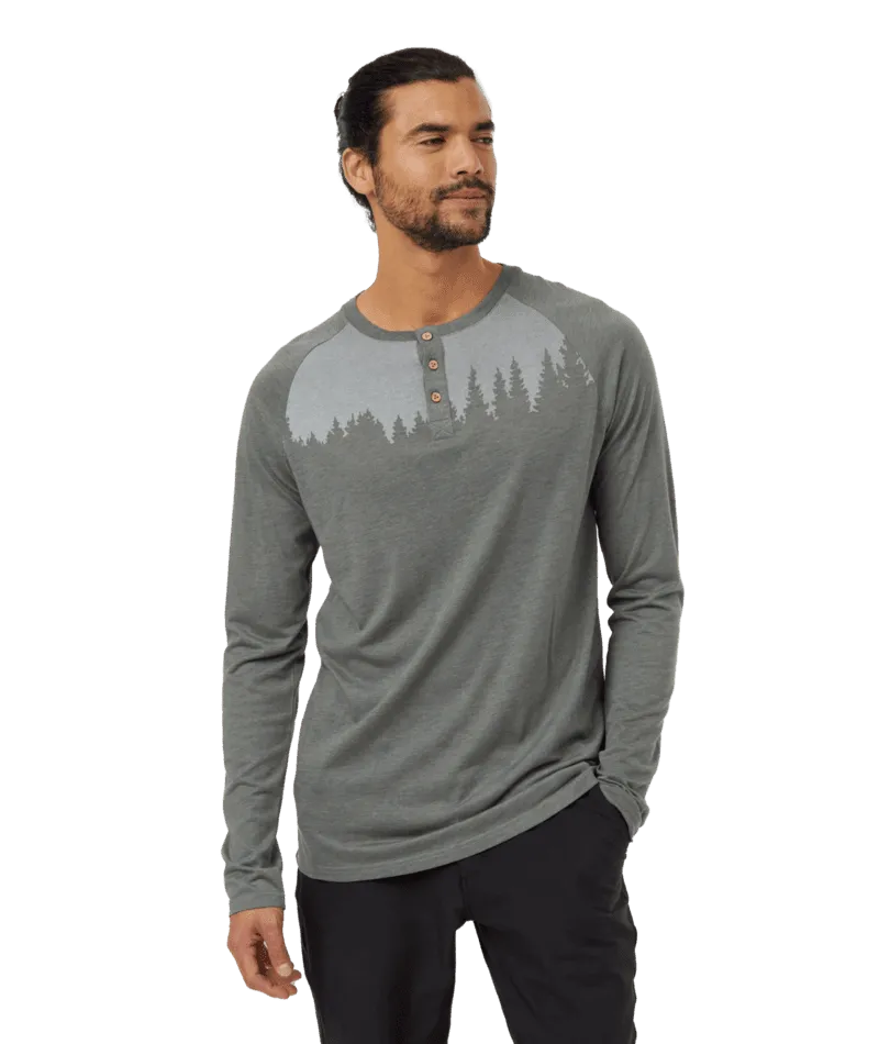 TENTREE TreeBlend Classic Henley Long Sleeve T-Shirt Mineral Heather/White