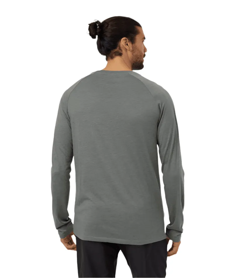 TENTREE TreeBlend Classic Henley Long Sleeve T-Shirt Mineral Heather/White