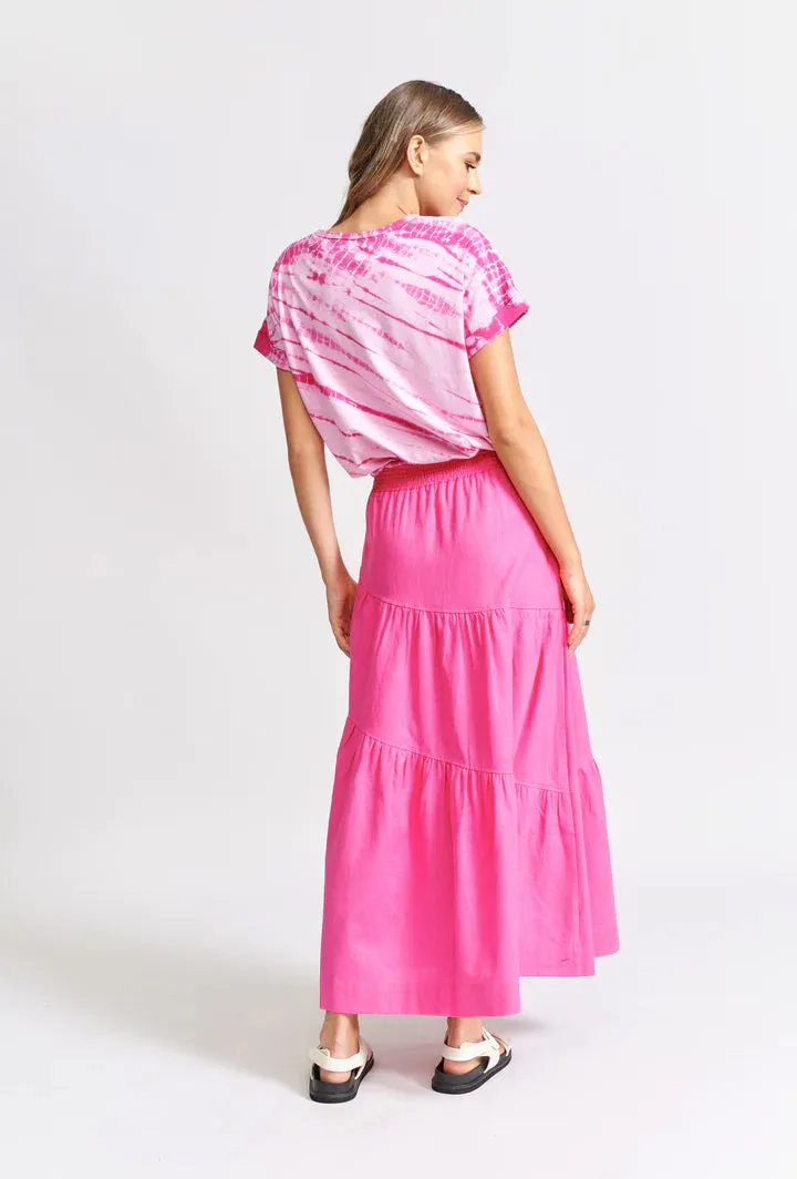 The Asymmetric Linen Maxi Skirt - Hot Pink