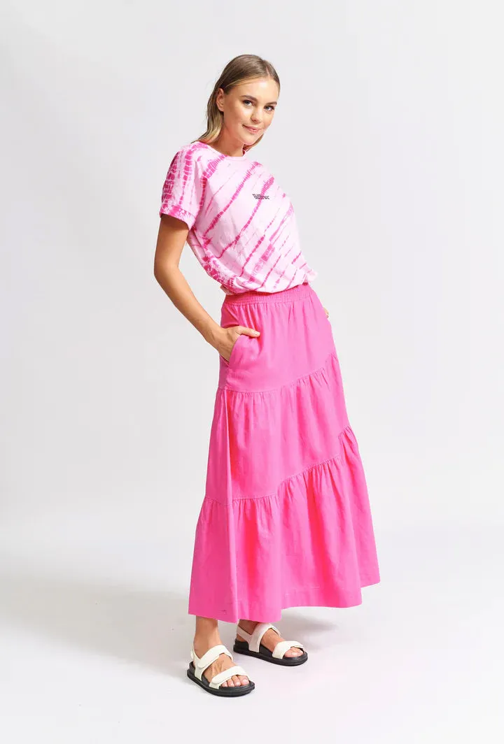 The Asymmetric Linen Maxi Skirt - Hot Pink