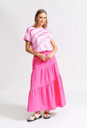 The Asymmetric Linen Maxi Skirt - Hot Pink