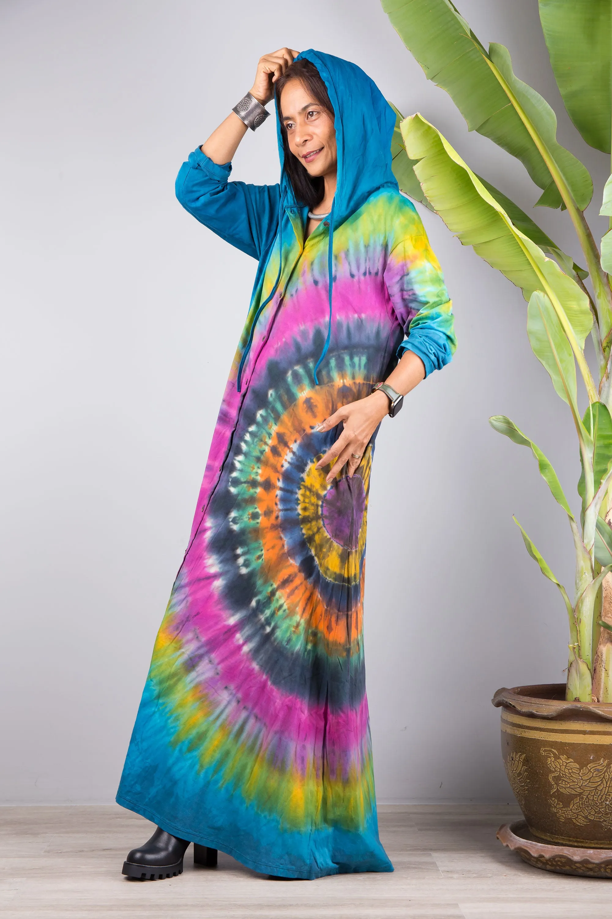Tie dye hoodie dress