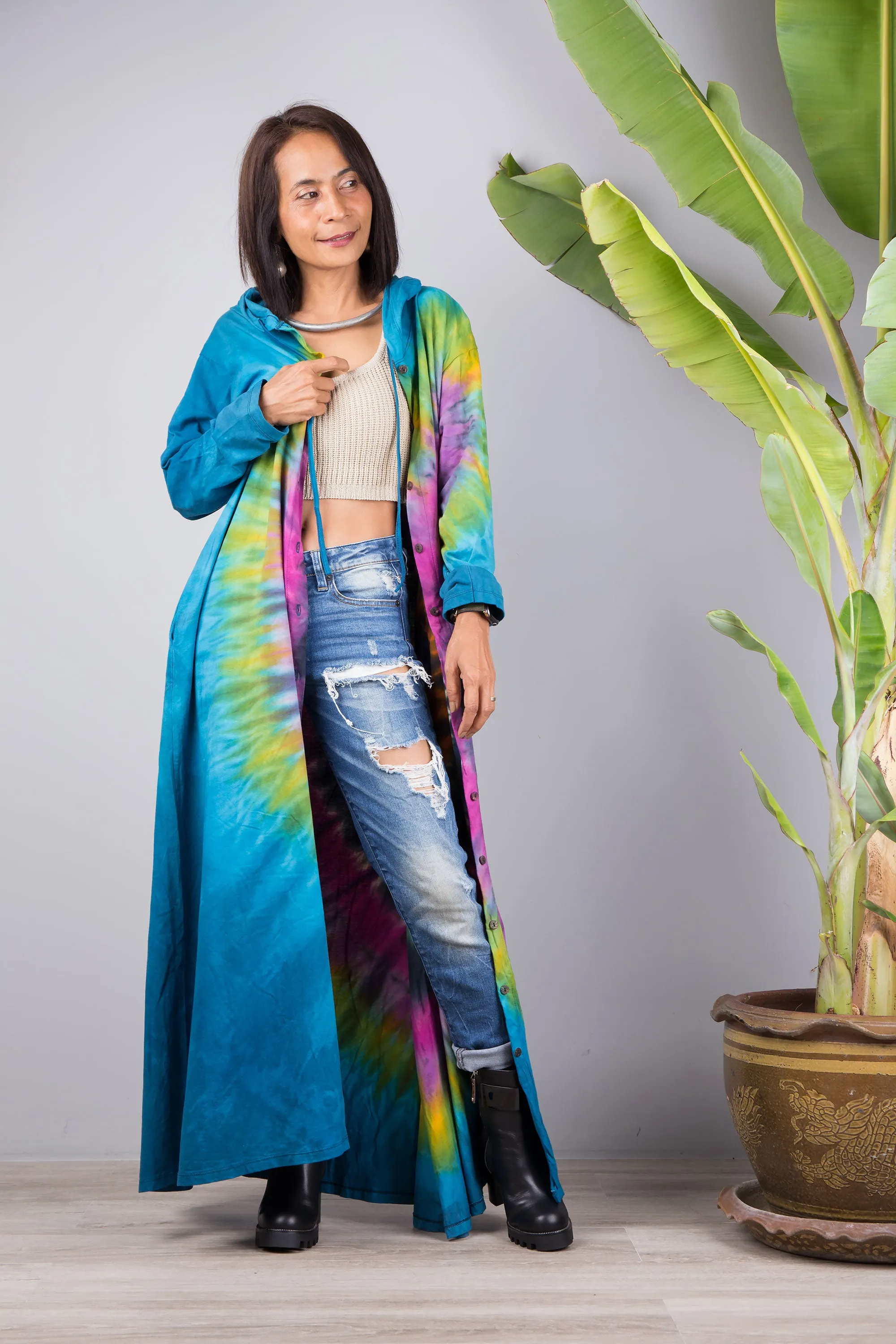 Tie dye hoodie dress