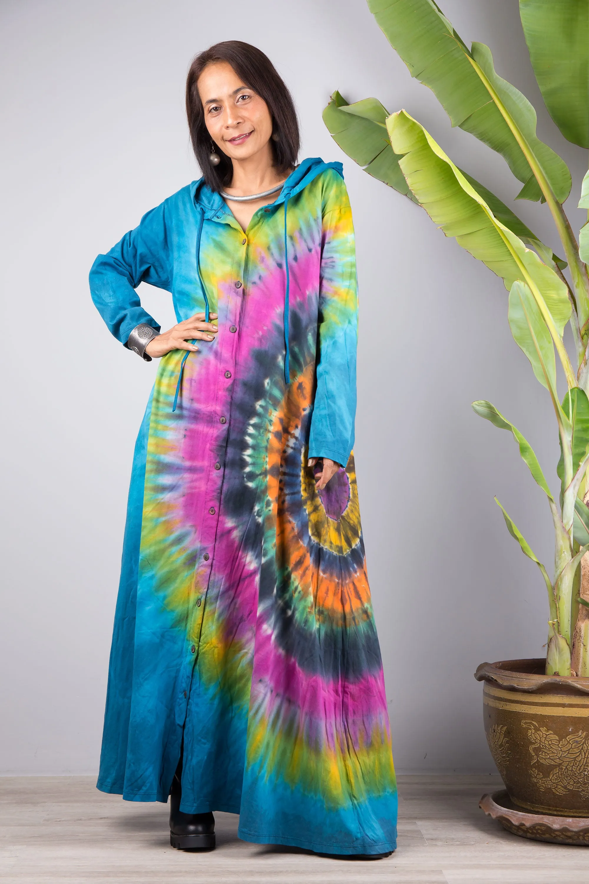 Tie dye hoodie dress