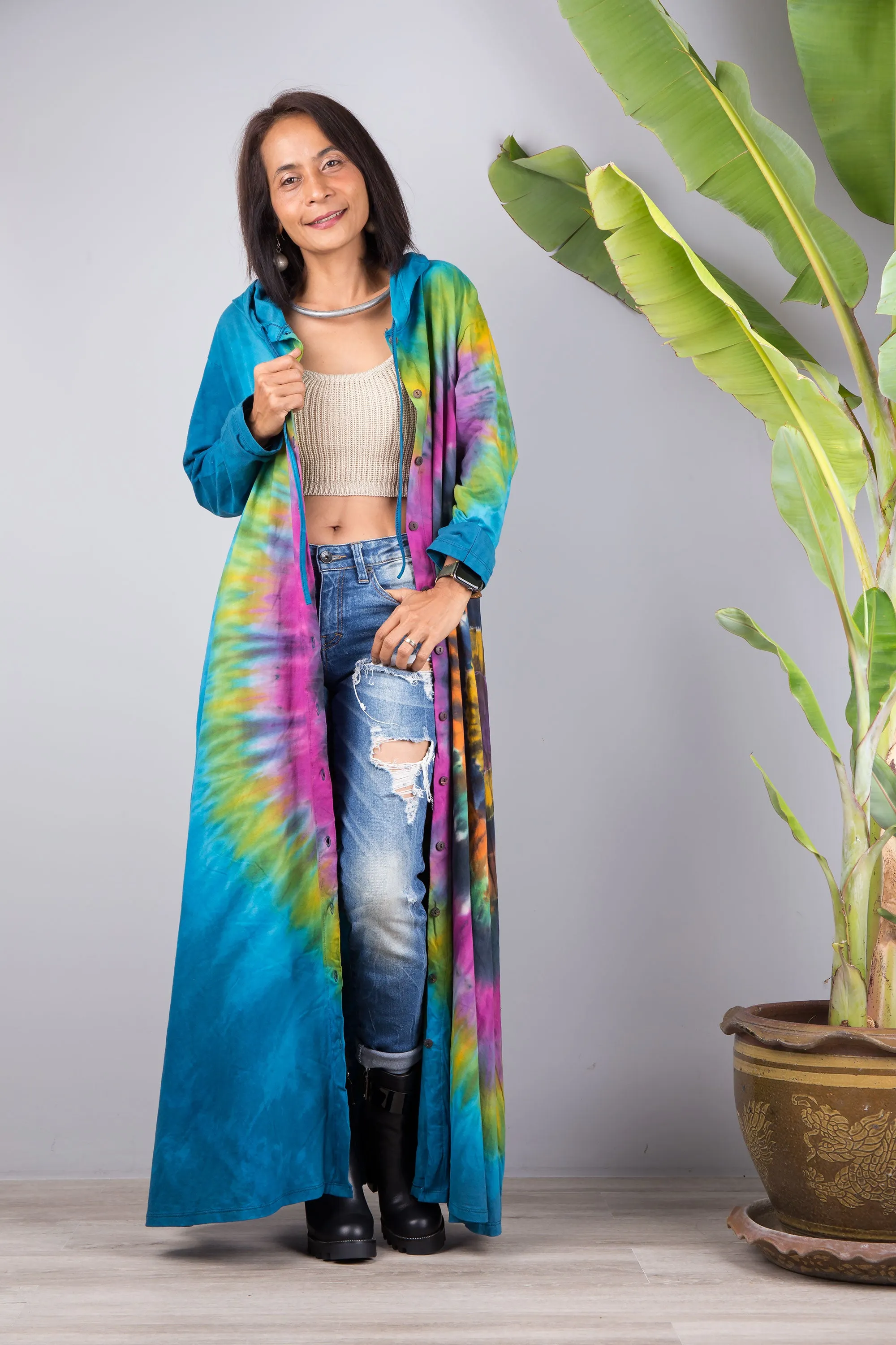 Tie dye hoodie dress