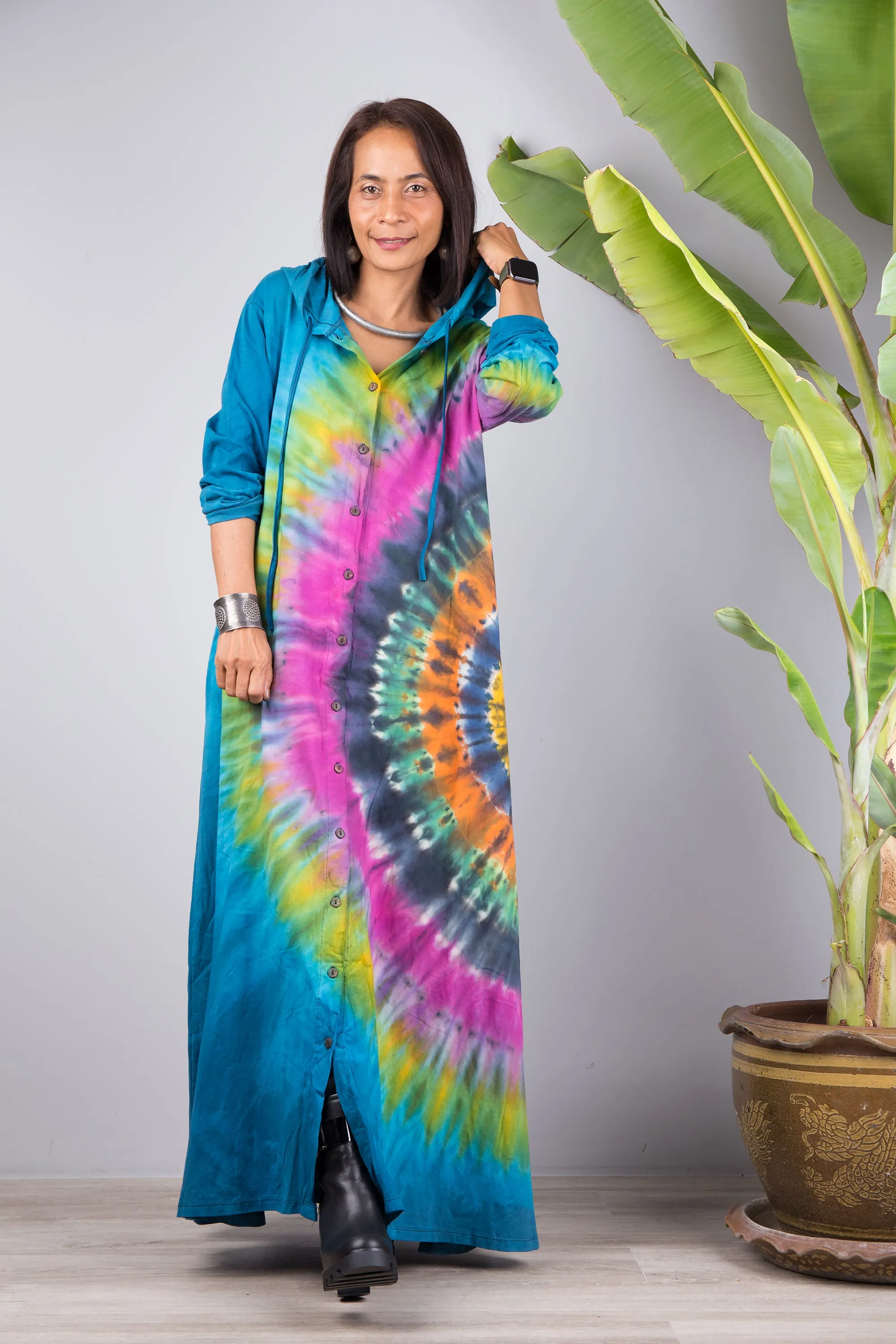Tie dye hoodie dress