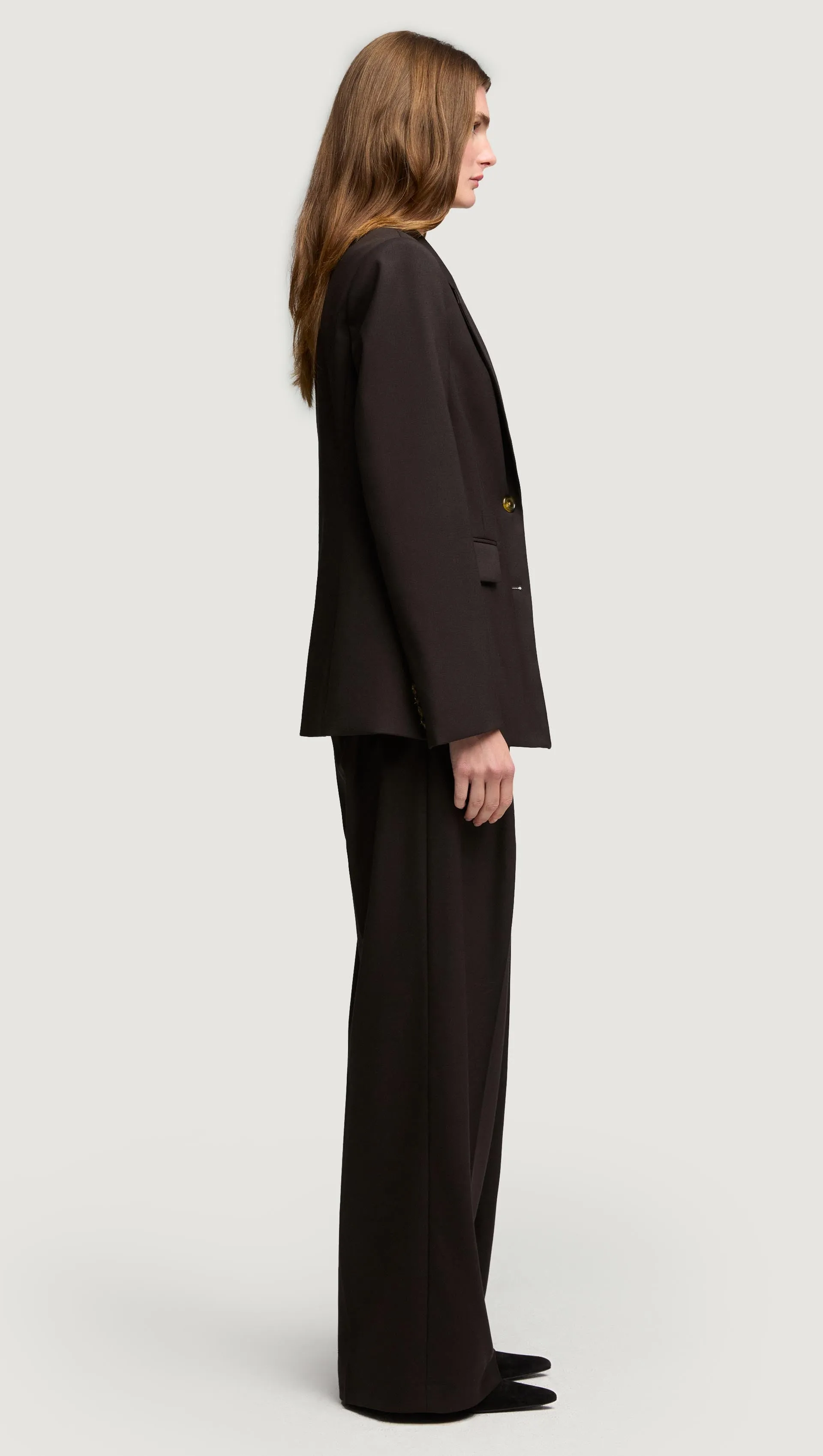 Two-Button Blazer in Seasonless Wool | Coffee