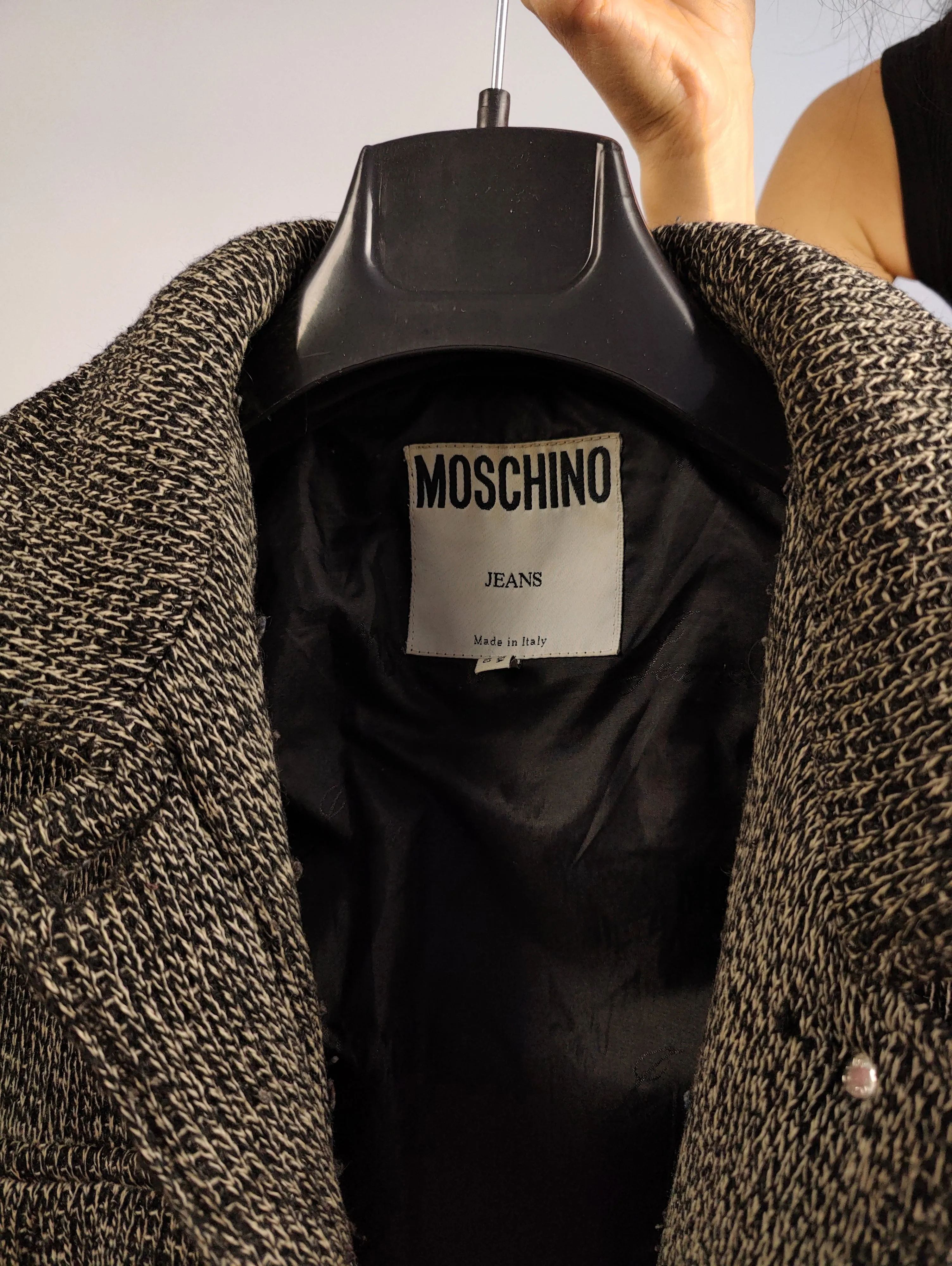 Vintage Moschino Jeans designer wool knit grey blazer winter jacket coat IT 44 S-M