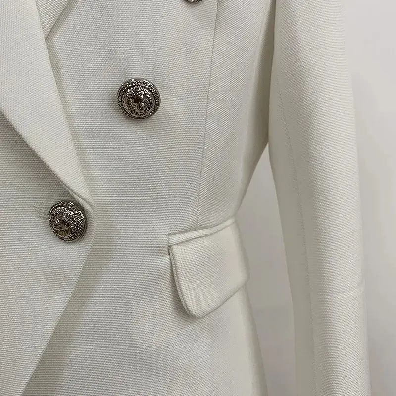 Women Blazer Double Breasted Metal Lion Buttons