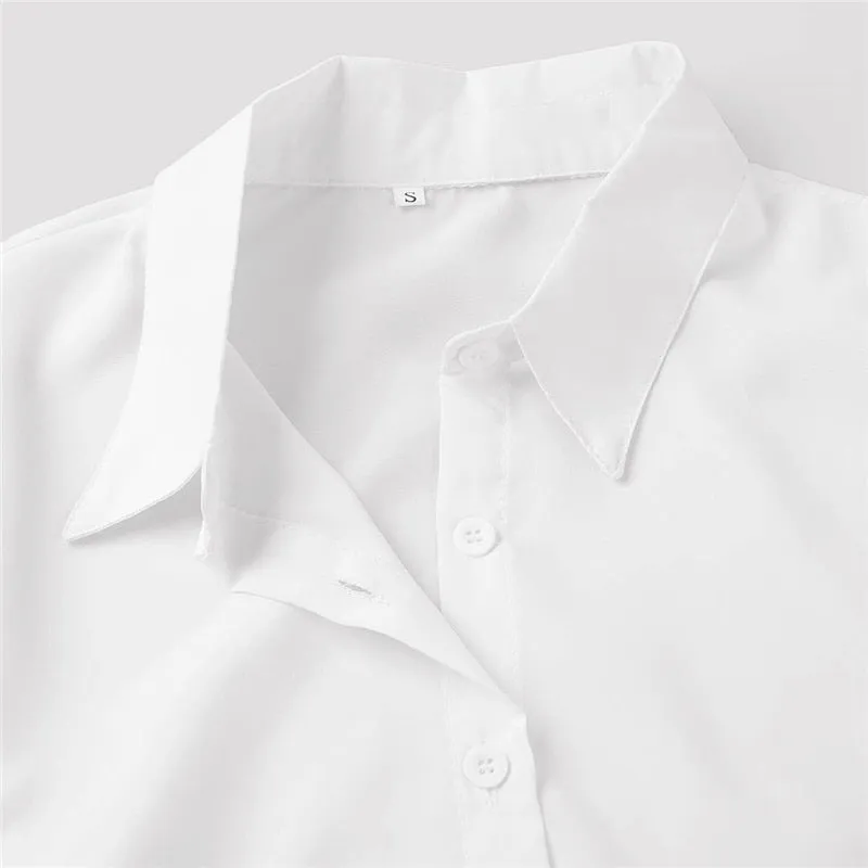 Women One-Piece Turn-Down Collar Long Sleeve Button Down Work Bodysuit Shirt