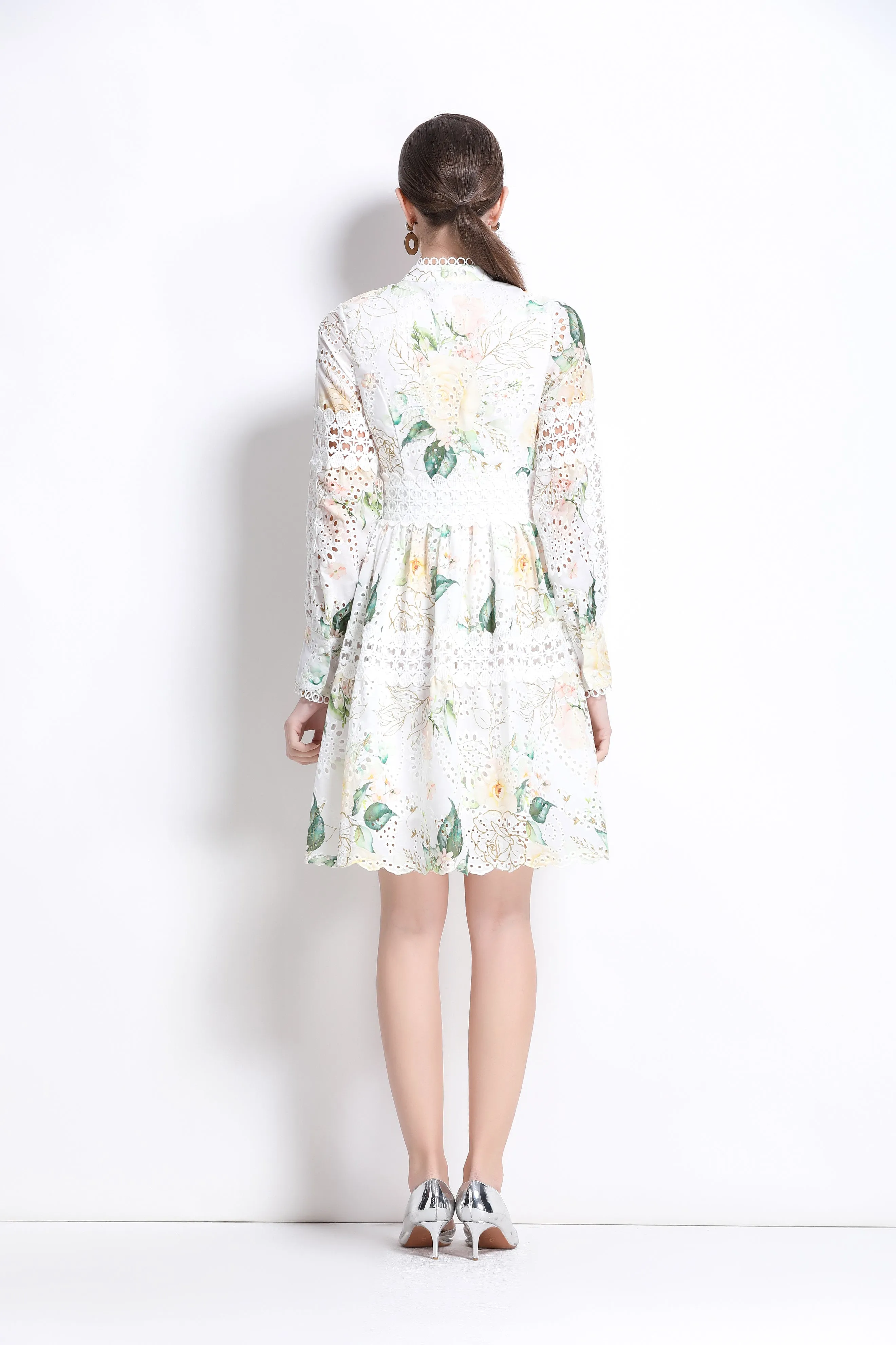 Women's Embroidered Printed Lace Mini Dress