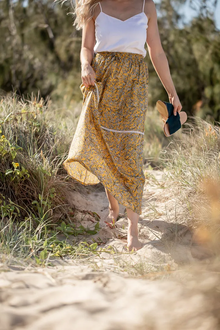 Yellow Paisley Maxi Skirt