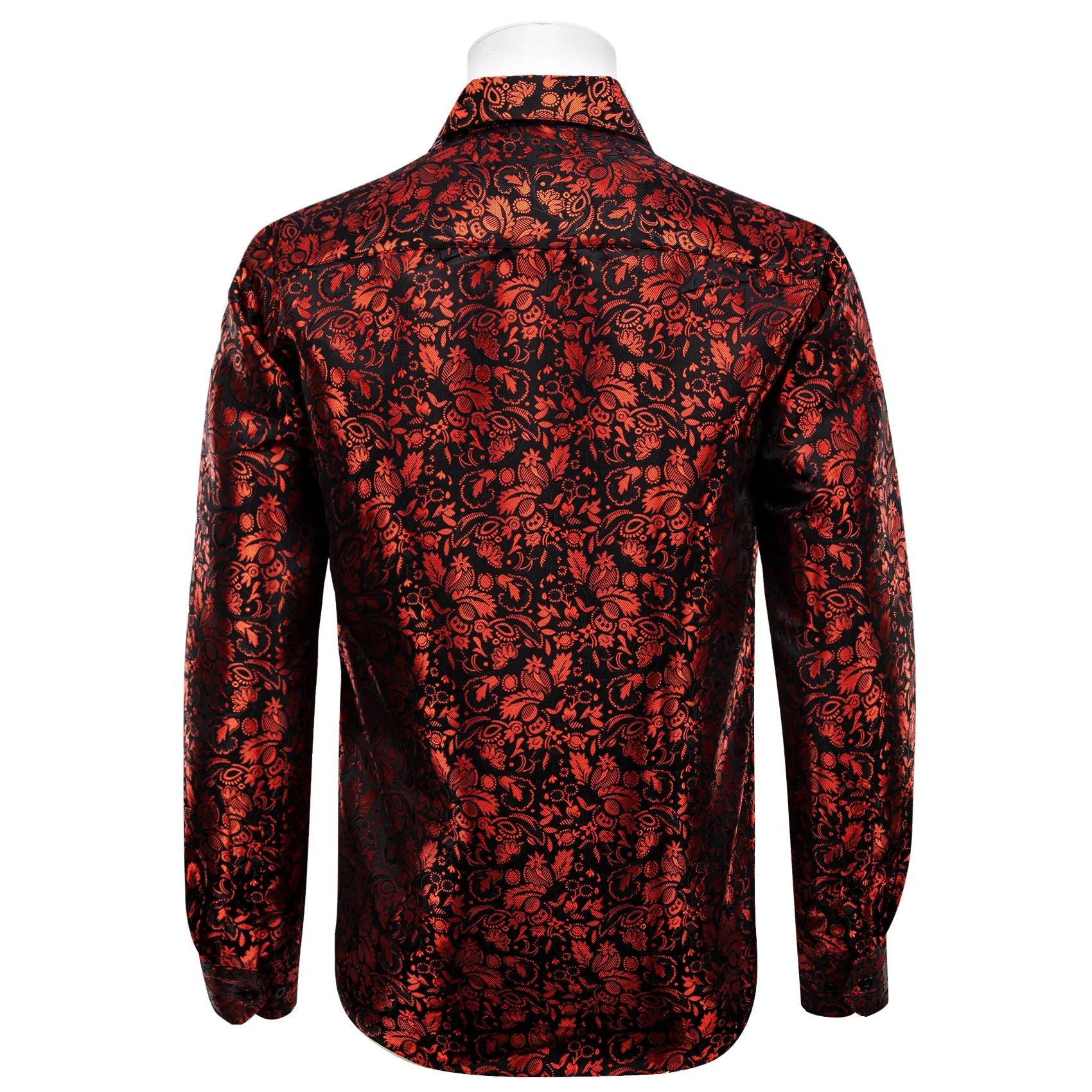 YourTies $19.99 Red Shirt Black Floral Leaf Men's Long Sleeve Dress Shirt